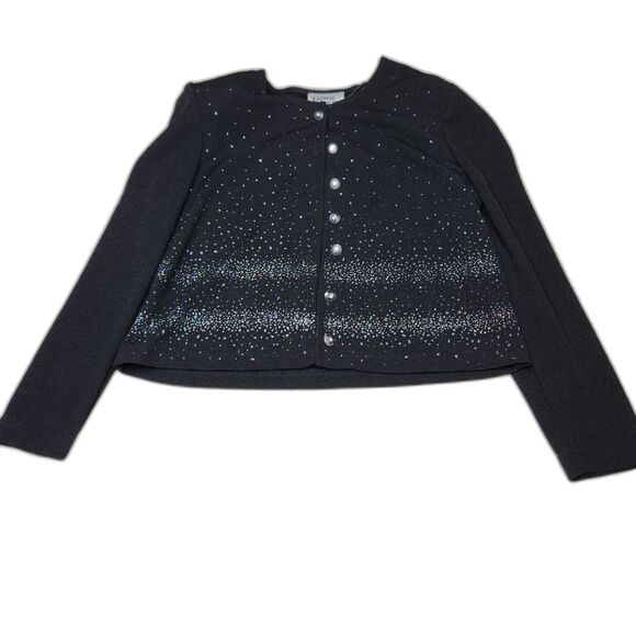Vintage Y2K Dawn Joy Black Bling Cardigan Jacket Top Woman's Sz. 10P 80's 90' - Picture 8 of 9